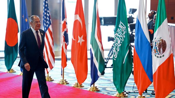 Министр иностранных дел РФ Сергей Лавров на саммите G20 - Sputnik Беларусь