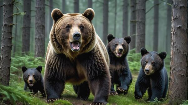 Трое медвежат и громкий вопль спасли белоруску от нападения медведицы - Sputnik Беларусь