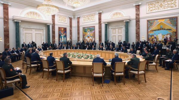 На заседании в широком составе Совета коллективной безопасности Организации Договора о коллективной безопасности (ОДКБ) в Минске - Sputnik Беларусь