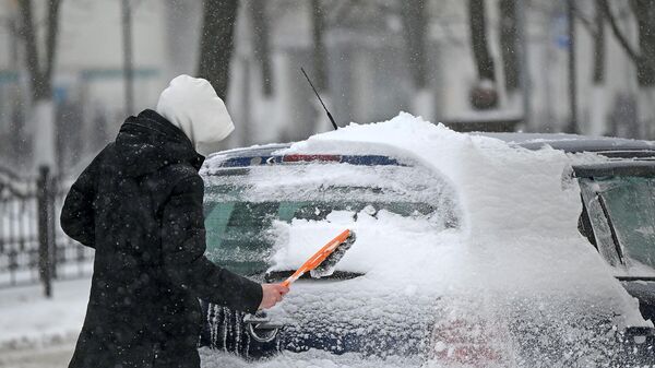 Очистка машины от снега - Sputnik Беларусь
