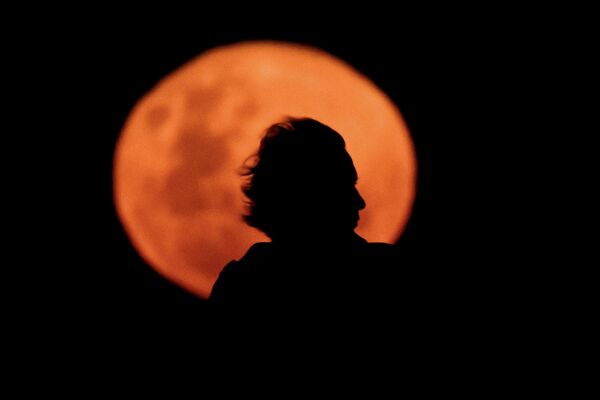 Профиль мужчины вырисовывается на фоне бобровой Луны - Sputnik Беларусь