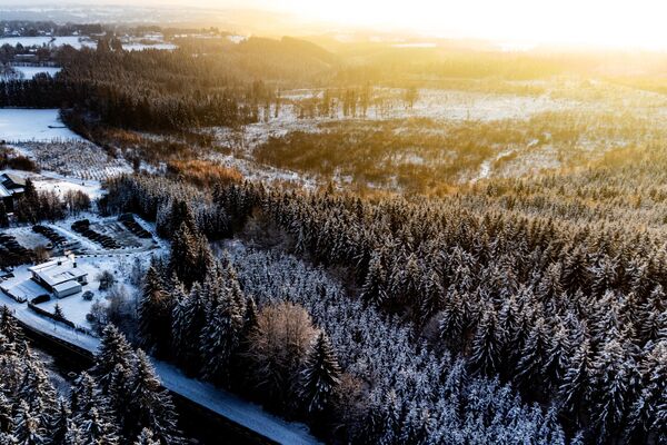 Заснеженный пейзаж в заповеднике Верхний Фань, восточная Бельгия. - Sputnik Беларусь