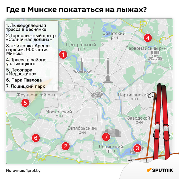Где в Минске можно покататься на лыжах – инфографика - Sputnik Беларусь