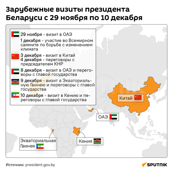 Большая командировка Александра Лукашенко – инфографика - Sputnik Беларусь