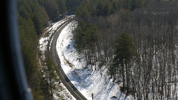 Вид на железную дорогу с вертолета, архивное фото - Sputnik Беларусь