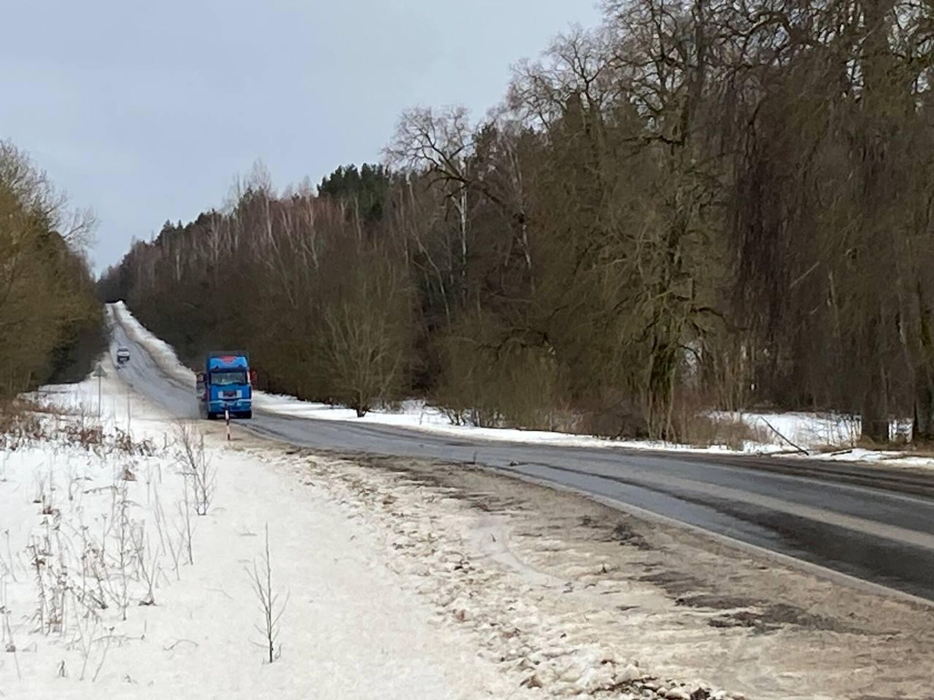 Дорога под Смолевичами, где в феврале 2023 года произошло ДТП с маршрутным такси - Sputnik Беларусь, 1920, 16.02.2024