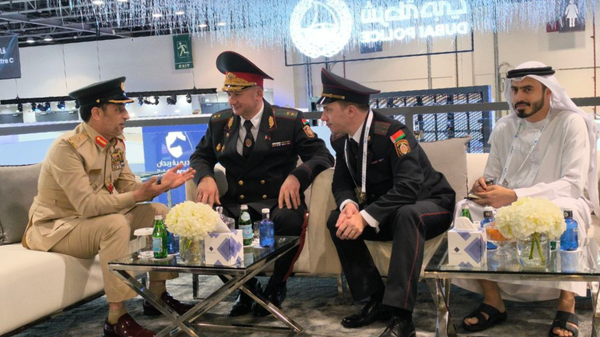 Министр внутренних дел Беларуси Иван Кубраков принимает участие во Всемирном полицейском саммите в Дубае  - Sputnik Беларусь