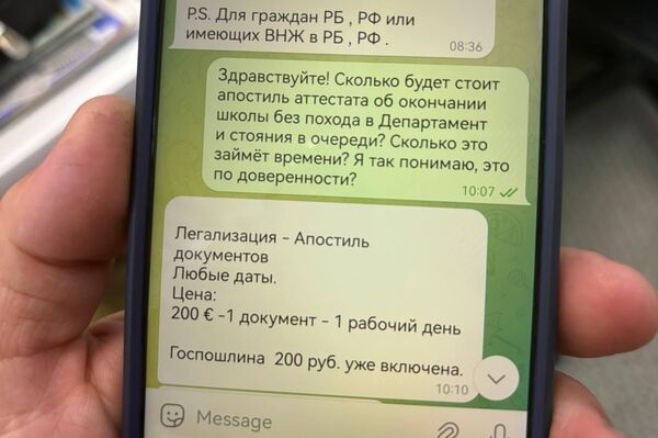 Переписка с организацией, которая предлагает сделать документы без очереди - Sputnik Беларусь