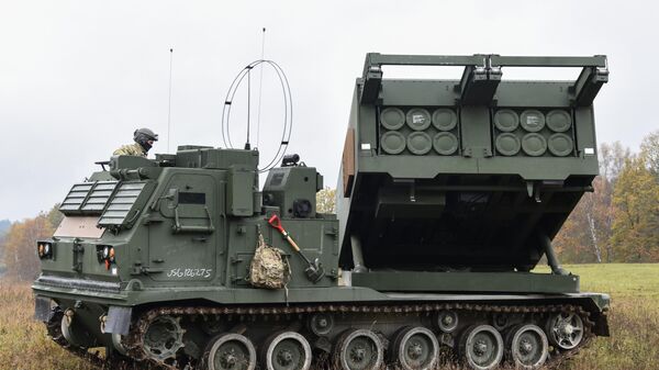 Пускавая ўстаноўка M270, якая выкарыстоўваецца для запуску ракет HIMARS і ATACMS - Sputnik Беларусь