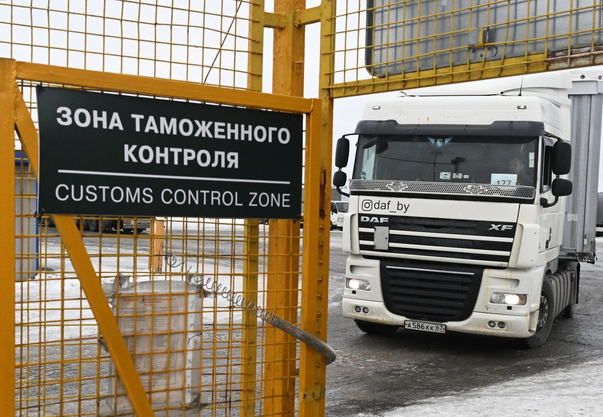 Грузовой автомобиль с цветочной продукцией заезжает в зону таможенного контроля в Химках Грузовой автомобиль с цветочной продукцией заезжает в зону таможенного контроля в Химках - Sputnik Беларусь, 1920, 17.03.2025