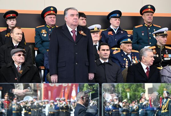 Прэзідэнт Таджыкістана Эмамалі Рахмон (другі злева на першым плане). - Sputnik Беларусь
