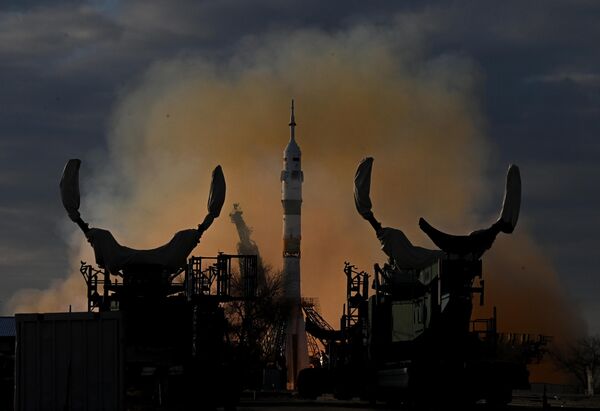 Запуск ракеты-носьбіта "Союз-2.1а" з пілатуемым караблём "Союз МС-25" з касмадрома Байканур. 23 сакавіка 2024 года. Запуск ракеты-носьбіта "Союз-2.1а" з пілатуемым караблём "Союз МС-25" з касмадрома Байканур. 23 сакавіка 2024 года. - Sputnik Беларусь