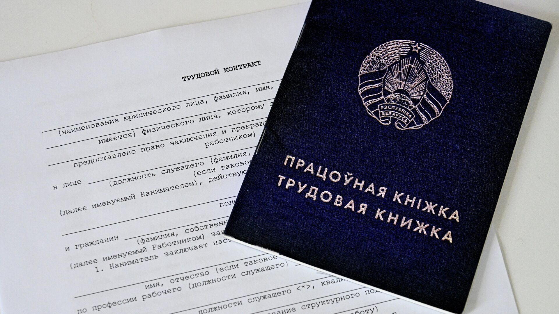 Трудовая книжка и трудовой контракт Трудовая книжка и трудовой контракт - Sputnik Беларусь, 1920, 19.06.2026
