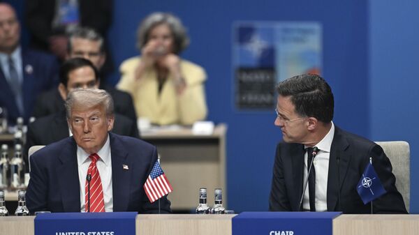 Президент США Дональд Трамп (слева) и генеральный секретарь НАТО Марк Рютте (справа) - Sputnik Беларусь