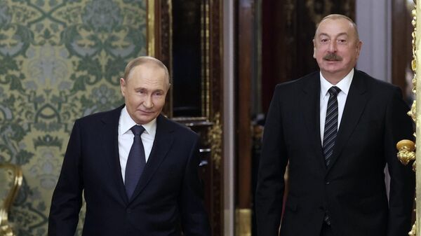 Прэзідэнт РФ Уладзімір Пуцін і прэзідэнт Азербайджана Ільхам Аліеў, архіўнае фота - Sputnik Беларусь
