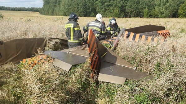 Последствия крушения легкомоторного самолета возле деревни Ильясово под Луховицами Московской области  - Sputnik Беларусь