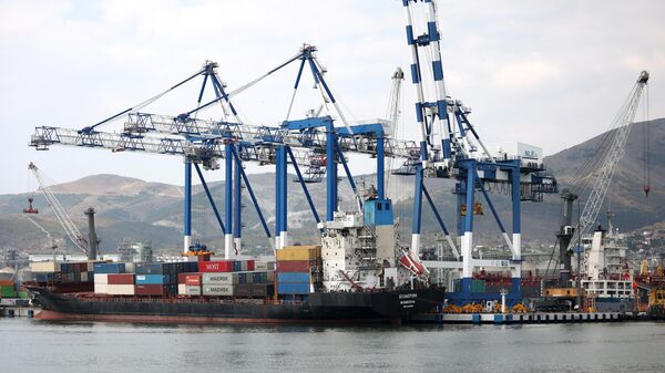 Контейнеровоз в порту, архивное фото - Sputnik Беларусь