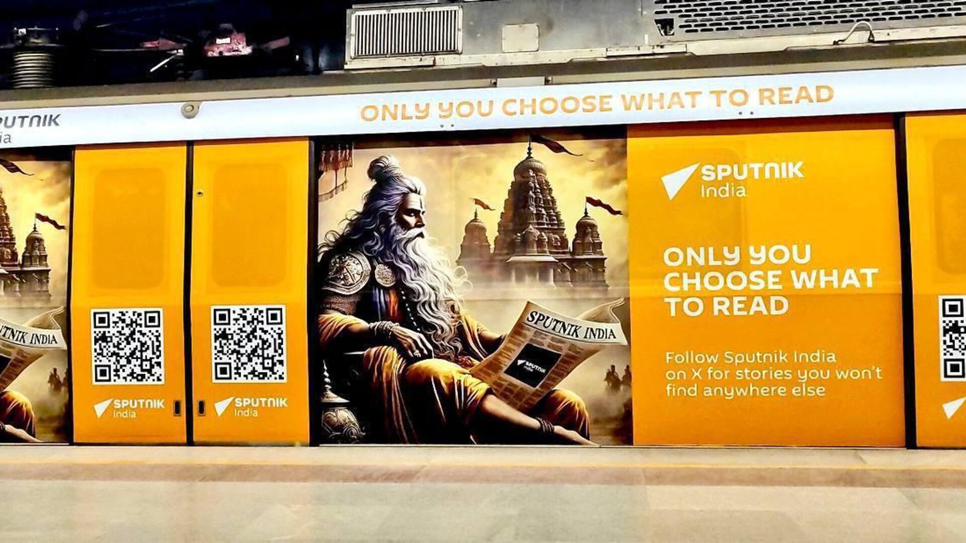 Фирменный поезд Sputnik India начал курсировать в метро Нью-Дели
