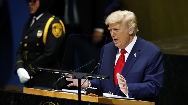 Президент США Дональд Трамп выступает на 80-й сессии Генеральной Ассамблеи ООН - Sputnik Беларусь