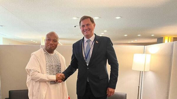 Министр иностранных дел Беларуси Максим Рыженков на переговорах в Нью-Йорке с коллегой из Ганы Самуэлем Окудзето Аблаквой - Sputnik Беларусь