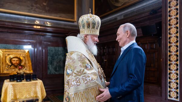 Прэзідэнт РФ Уладзімір Пуцін і патрыярх Маскоўскі і ўсяе Русі Кірыл - Sputnik Беларусь