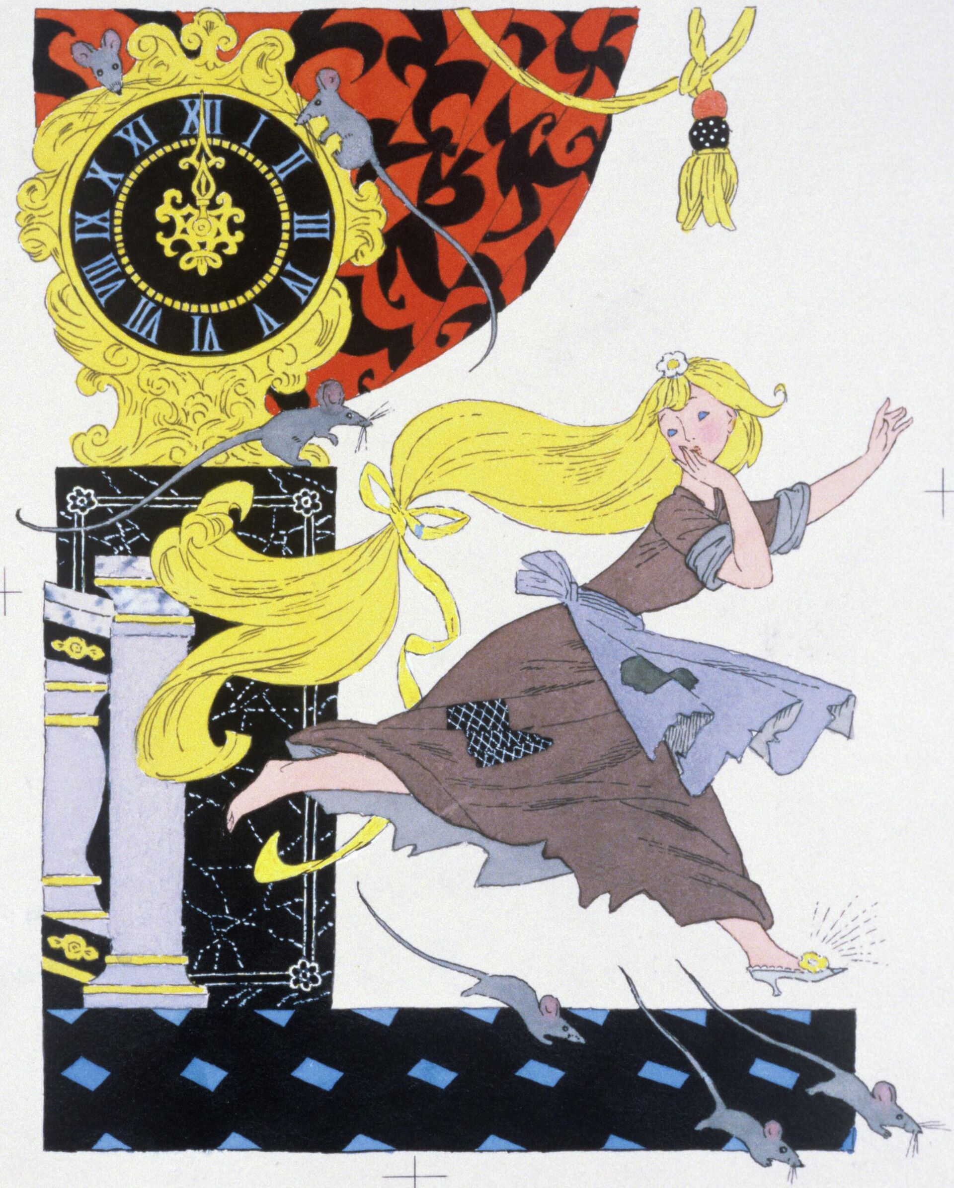 Репродукция иллюстрации к сказке Шарля Перро Золушка. Художники Олег Васильев и Эрик Булатов. Москва, издательство Малыш.