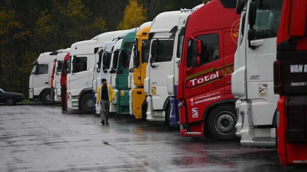 Фуры из очередей на границе с Литвой перемещаются на спецстоянки (видео) - Sputnik Беларусь