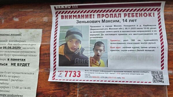 Ориентировка на пропавшего подростка - Sputnik Беларусь
