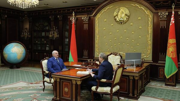 Президент Беларуси принял с докладом председателя президиума НАН Владимира Караника Президент Беларуси принял с докладом председателя президиума НАН Владимира Караника - Sputnik Беларусь