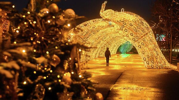 Праздничная иллюминация у Московского Большого Цирка на проспекте Вернадского в Москве - Sputnik Беларусь