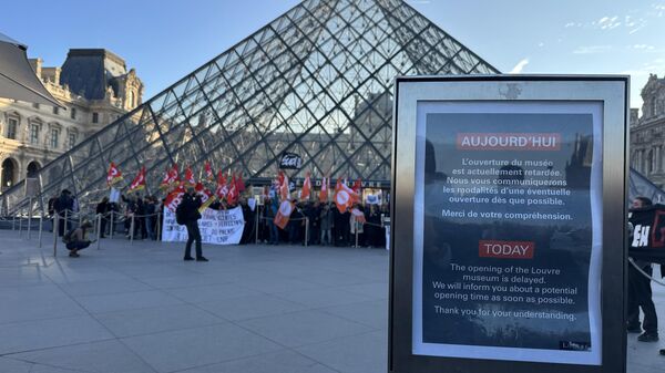 Объявление о забастовке у входа в Лувр - Sputnik Беларусь