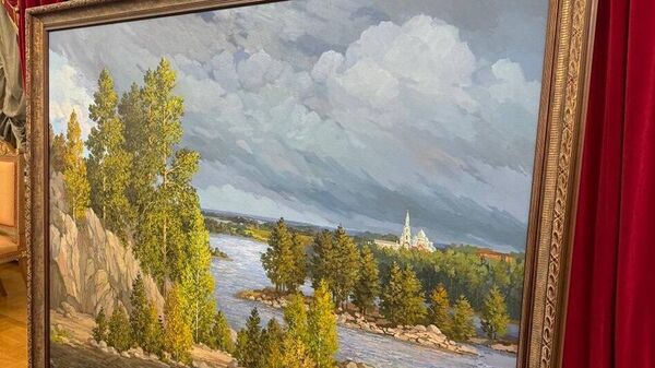 Картина, которую президент Беларуси Александр Лукашенко подарил президенту России Владимиру Путину - Sputnik Беларусь