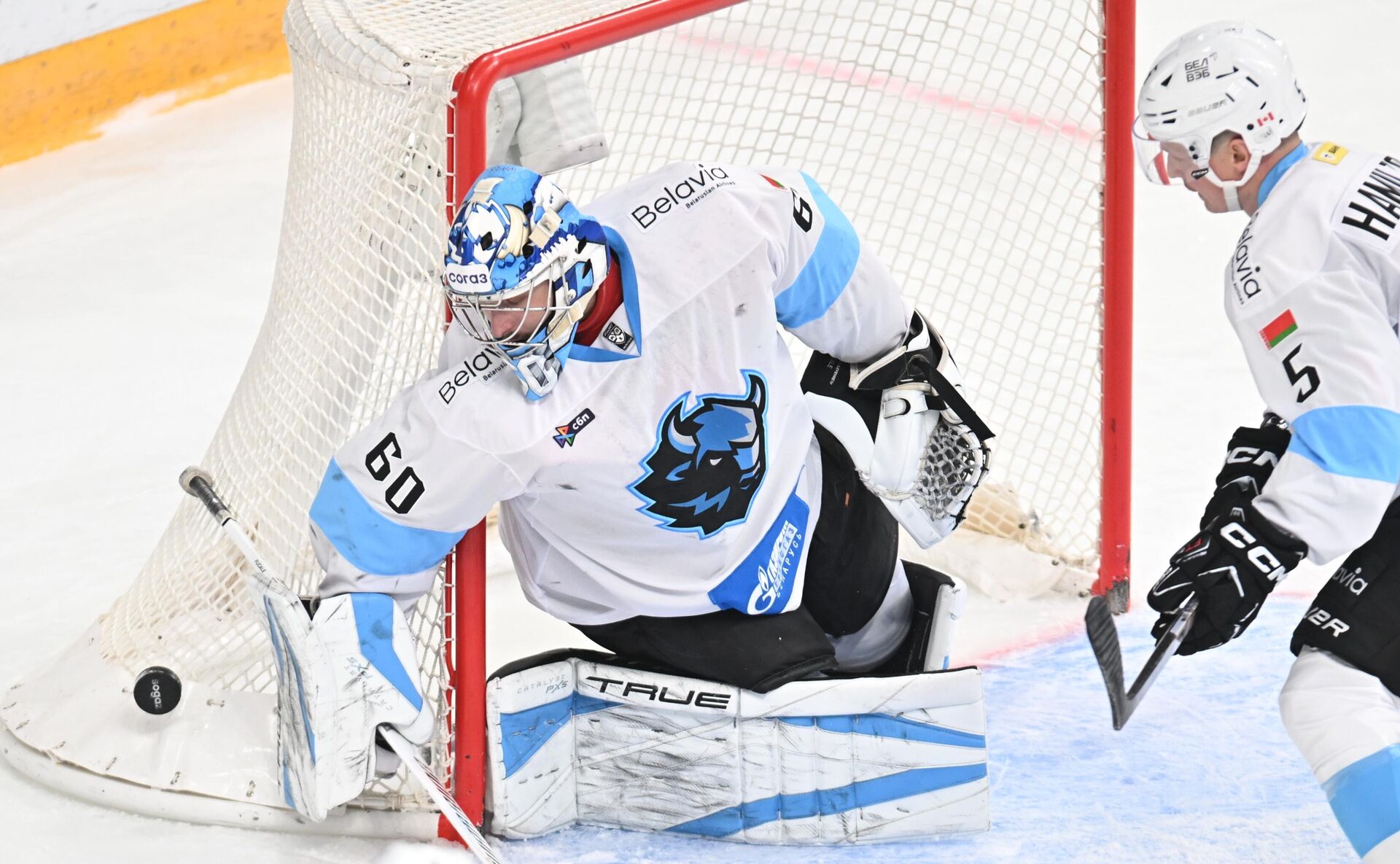 Вратарь Зак Фукале (Динамо Минск) и Роберт Хэмилтон (Динамо Минск) в матче регулярного чемпионата Континентальной хоккейной лиги (КХЛ) Вратарь Зак Фукале (Динамо Минск) и Роберт Хэмилтон (Динамо Минск) в матче регулярного чемпионата Континентальной хоккейной лиги (КХЛ) - Sputnik Беларусь, 1920, 23.03.2026
