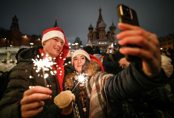 Празднование Нового года на Красной площади в Москве