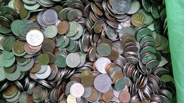 Монеты, переданные школьниками Московской области Фонду Талая для памятника  на Поклонной горе - Sputnik Беларусь