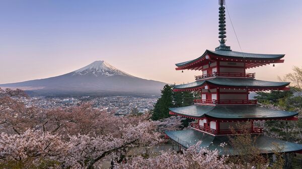 Цветение сакуры в городе Фудзиесида  - Sputnik Беларусь