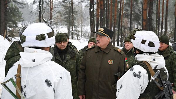 Президент Беларуси Александр Лукашенко на полигоне в Борисовском районе - Sputnik Беларусь