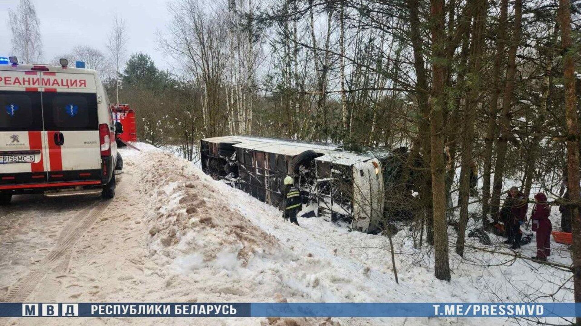Автобус опрокинулся в кювет в Логойском районе