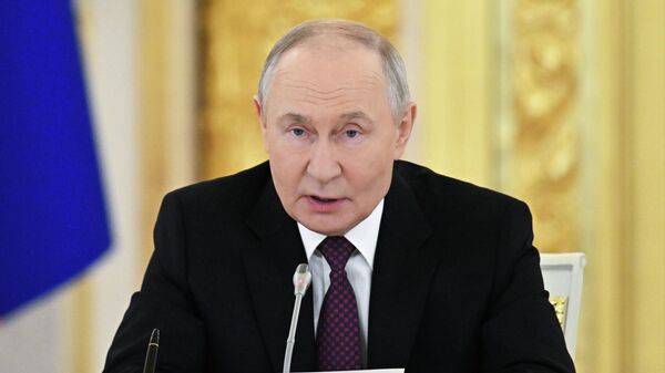 Прэзідэнт РФ Уладзімір Пуцін падчас пасяджэння Вышэйшага Дзяржаўнага Савета Саюзнай дзяржавы - Sputnik Беларусь