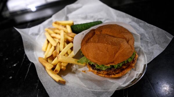Бургер с картофелем фри, архивное фото - Sputnik Беларусь