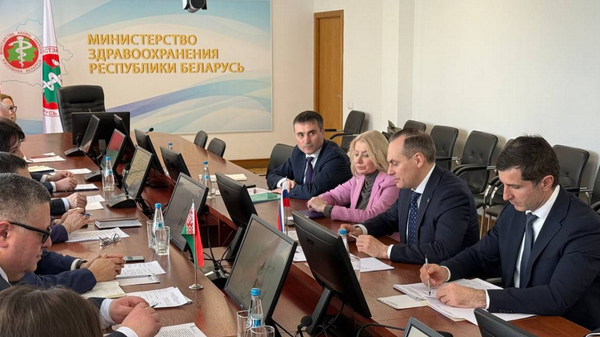 Встреча заместителя министра здравоохранения Республики Беларусь Александра Старовойтова с главой Республики Мордовия Артемом Здуновым и другими официальными лицами российского региона - Sputnik Беларусь