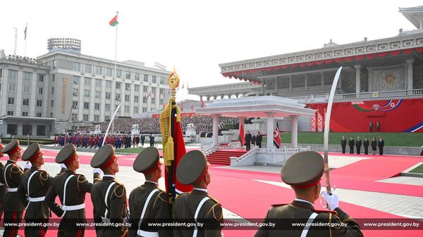 Церемония встречи белорусского президента в Пхеньяне. - Sputnik Беларусь