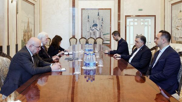 Сустрэча кіраўніка расійскай дыпмісіі ў Беларусі Барыса Грызлова з паслом Ірана ў Беларусі Алірэзой Санеі - Sputnik Беларусь