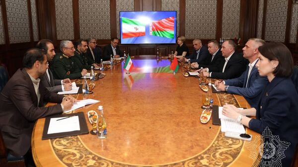 Встреча министра обороны Беларуси Виктора Хренина с заместителем министра обороны и поддержки Вооруженных сил Исламской Республики Иран по стратегическому планированию бригадным генералом Резой Сейфоллахом Талай Ником - Sputnik Беларусь