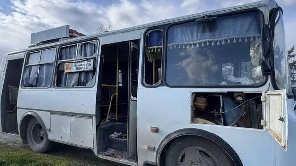 Автобус, атакованный в Белгородской области украинским дроном - Sputnik Беларусь