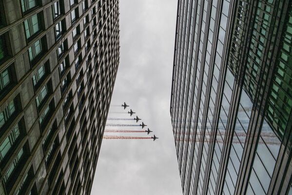 Штурмовики Су-25 во время воздушной части парада в Москве в честь 81-й годовщины Победы в Великой Отечественной войне - Sputnik Беларусь
