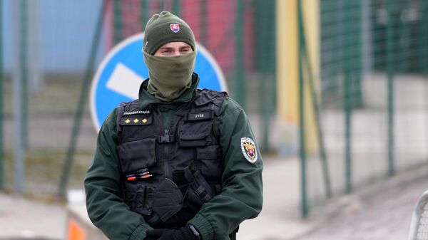 Словацкий полицейский на пограничном переходе - Sputnik Беларусь