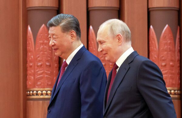 Прэзідэнт РФ Уладзімір Пуцін і старшыня КНР Сі Цзіньпін. - Sputnik Беларусь