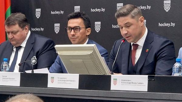 Председатель Федерации хоккея Беларуси Александр Богданович на отчетно-выборной конференции ФХБ - Sputnik Беларусь