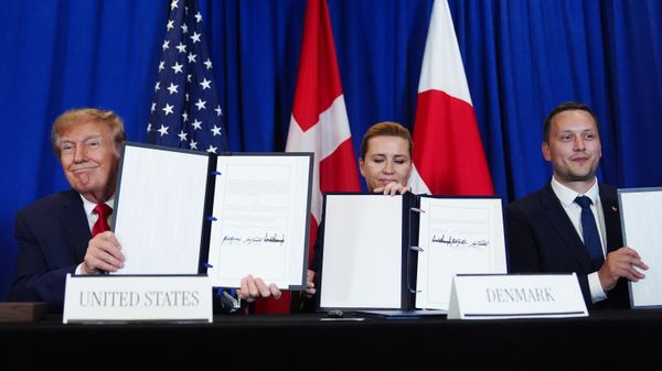 Церемония подписания соглашения по контролю над безопасностью Гренландии  - Sputnik Беларусь